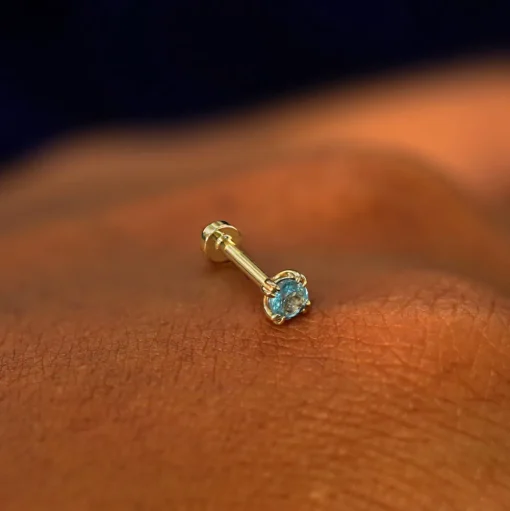 Aquamarine Flatback Piercing