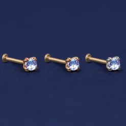 Aquamarine Flatback Piercing