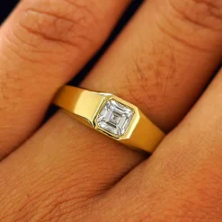 Asscher Moissanite Signet Ring