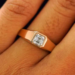 Asscher Moissanite Signet Ring