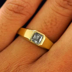 Asscher Moissanite Signet Ring
