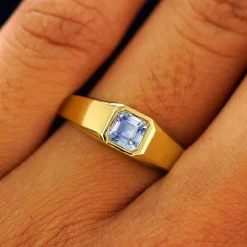 Asscher Moissanite Signet Ring