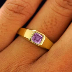 Asscher Moissanite Signet Ring