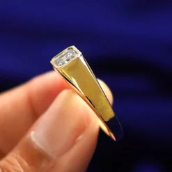 Asscher Moissanite Signet Ring