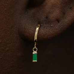 Baguette Emerald Dangle Hoop