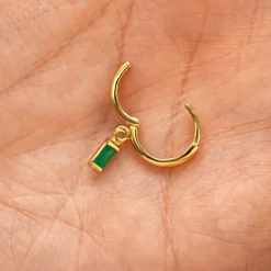 Baguette Emerald Dangle Hoop