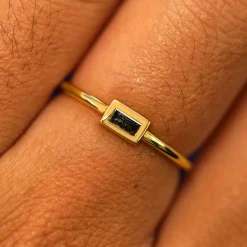 Baguette Salt and Pepper Diamond Ring
