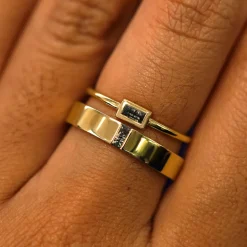 Baguette Salt and Pepper Diamond Ring