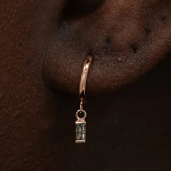Baguette Salt and Pepper Diamond Dangle Hoop