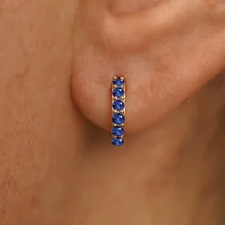 Blue Sapphire Huggie Hoop