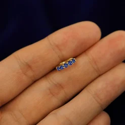 Blue Sapphire Huggie Hoop