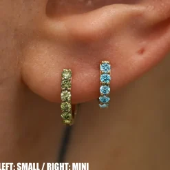 Blue Sapphire Huggie Hoop
