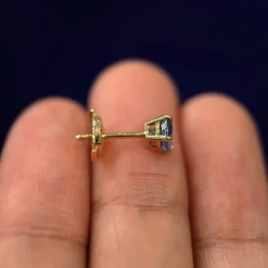 Blue Sapphire Pressure Lock Earring