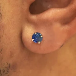 Blue Sapphire Pressure Lock Earring