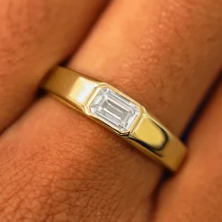 Emerald Cut Lab Diamond Signet Ring