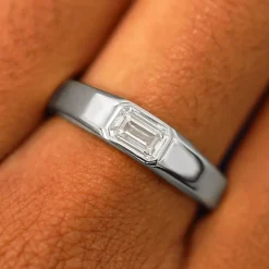 Emerald Cut Lab Diamond Signet Ring