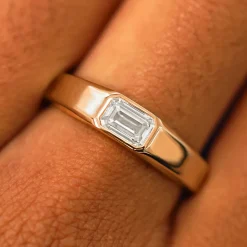 Emerald Cut Lab Diamond Signet Ring