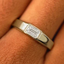 Emerald Cut Lab Diamond Signet Ring