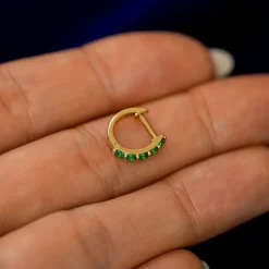 Emerald Huggie Hoop
