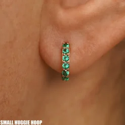 Emerald Huggie Hoop