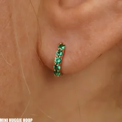 Emerald Huggie Hoop