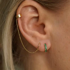 Emerald Huggie Hoop