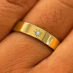 Engraved Star Diamond Band