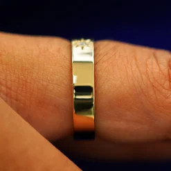 Engraved Star Diamond Band
