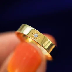 Engraved Star Diamond Band