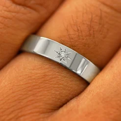 Engraved Star Diamond Band