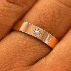 Engraved Star Diamond Band