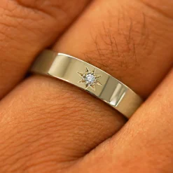Engraved Star Diamond Band