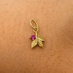 Gemstone 3 Leaves Charm