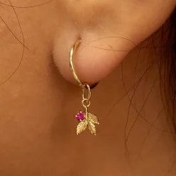Gemstone 3 Leaves Charm