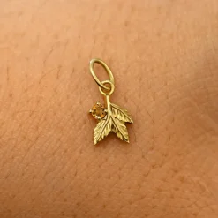 Gemstone 3 Leaves Charm