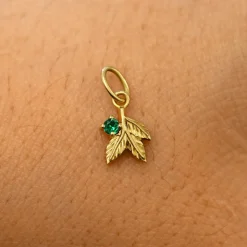 Gemstone 3 Leaves Charm