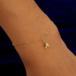 Gemstone 3 Leaves Charm