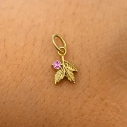 Gemstone 3 Leaves Charm