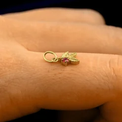 Gemstone 3 Leaves Charm