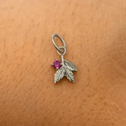 Gemstone 3 Leaves Charm
