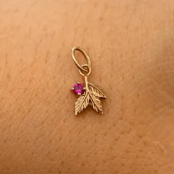 Gemstone 3 Leaves Charm
