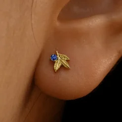 Gemstone 3 Leaves Earring