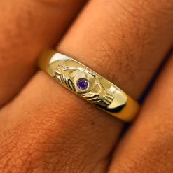 Gemstone Claddagh Band