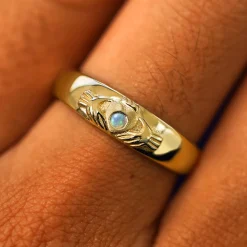 Gemstone Claddagh Band