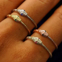 Gemstone Ouroboros Snake Ring