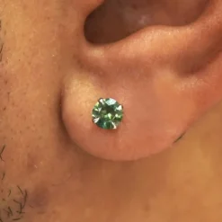 Green Sapphire Pressure Lock Earring