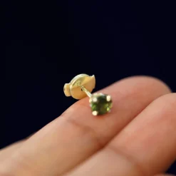 Green Sapphire Pressure Lock Earring