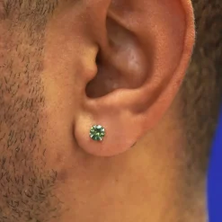 Green Sapphire Pressure Lock Earring
