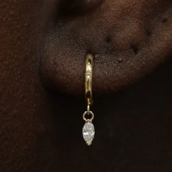 Marquise Lab Diamond Dangle Hoop