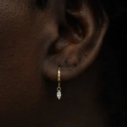 Marquise Lab Diamond Dangle Hoop